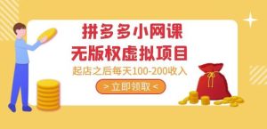 黄岛主·拼多多小网课无版权虚拟项目分享课:起店之后每天100-200收入-铭创资源库