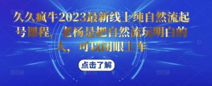 久久疯牛2023最新线上纯自然流起号课程,老杨是把自然流玩明白的人,可以闭眼上车-铭创资源库