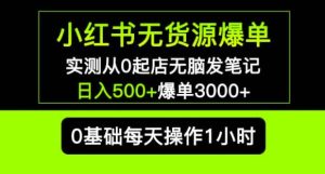 小红书无货源爆单实测从0起店无脑发笔记爆单3000+长期项目可多店-铭创资源库