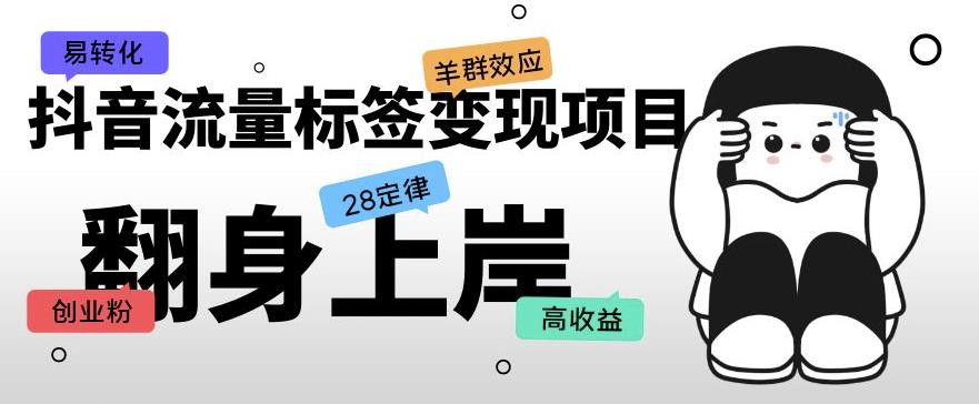 抖音流量标签变现项目，抖音创业粉轻松转化，单价高收益简单-铭创资源库