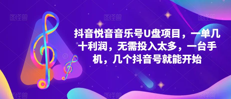抖音音乐号U盘项目，一单几十利润，无需投入太多，一台手机，几个抖音号就能开始-铭创资源库