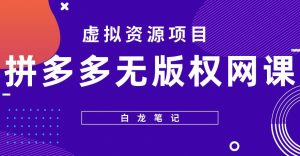 【白龙笔记】拼多多无版权网课项目，月入5000的长期项目，玩法详细拆解【揭秘】-铭创资源库