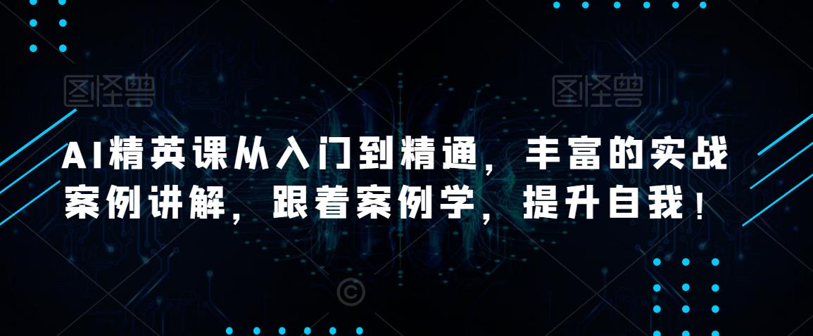 AI精英课从入门到精通，丰富的实战案例讲解，跟着案例学，提升自我！-铭创资源库