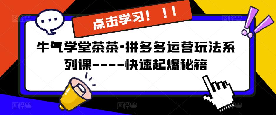 牛气学堂茶茶•拼多多运营玩法系列课—-快速起爆秘籍【更新】-铭创资源库