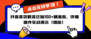 抖音高效截流日加100+精准粉,详细操作实战演示【揭秘】-铭创资源库