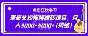 爱奇艺短视频搬砖项目，月入3000-5000+【揭秘】-铭创资源库