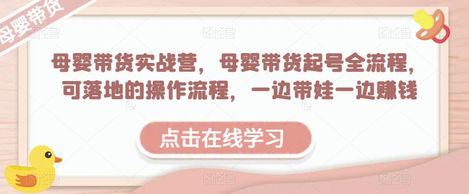 母婴带货实战营，母婴带货起号全流程，可落地的操作流程，一边带娃一边赚钱（附素材）-铭创资源库