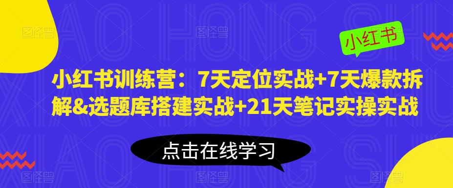 小红书训练营：7天定位实战+7天爆款拆解&选题库搭建实战+21天笔记实操实战-铭创资源库