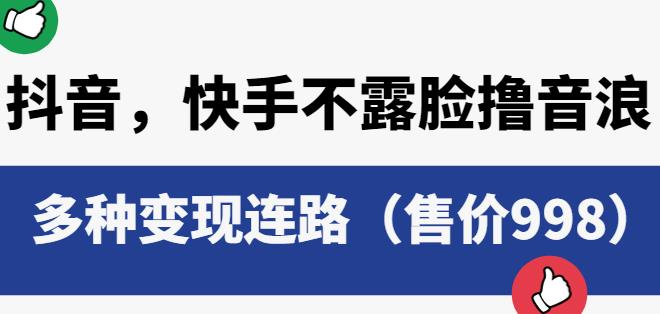 抖音快手不露脸撸音浪项目，多种变现连路（售价998）-铭创资源库