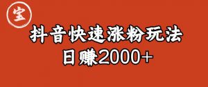 宝哥私藏·抖音快速起号涨粉玩法（4天涨粉1千）（日赚2000+）【揭秘】-铭创资源库