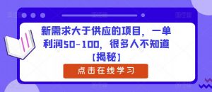 新需求大于供应的项目,一单利润50-100,很多人不知道【揭秘】-铭创资源库