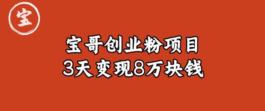 宝哥IP图文创业粉引流项目实战分享：单个账号3天涨粉1万，变现8万块钱（图文教程）【揭秘】-铭创资源库