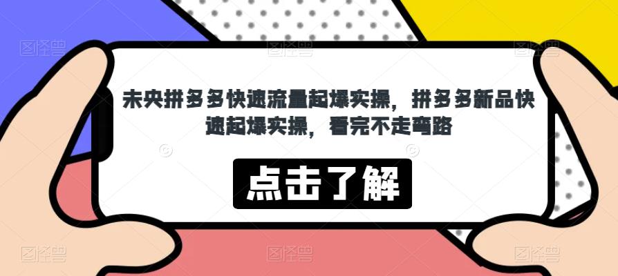 未央拼多多快速流量起爆实操，拼多多新品快速起爆实操，看完不走弯路-铭创资源库