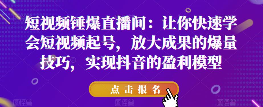 短视频锤爆直播间：让你快速学会短视频起号，放大成果的爆量技巧，实现抖音的盈利模型-铭创资源库
