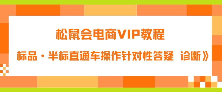 松鼠会电商VIP教程：松鼠《付费推广标品·半标直通车操作针对性答疑&诊断》-铭创资源库