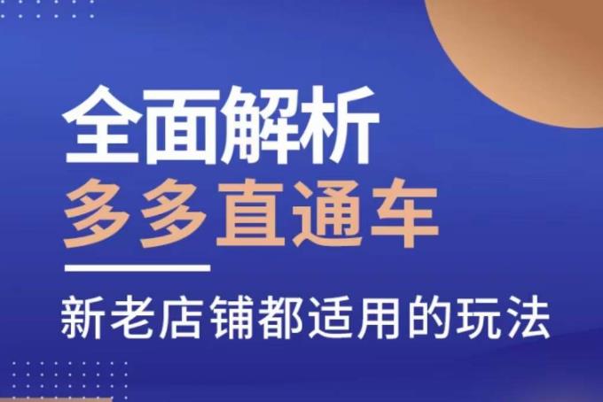 全面解析多多直通车，​新老店铺都适用的玩法-铭创资源库
