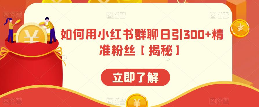 如何用小红书群聊日引300+精准粉丝【揭秘】-铭创资源库