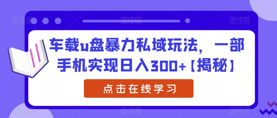 车载u盘暴力私域玩法，一部手机实现日入300+【揭秘】-铭创资源库