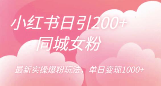 小红书日引200+同城女粉，最新实操爆粉玩法，单日变现1000+【揭秘】-铭创资源库