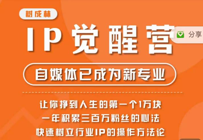 树成林·IP觉醒营，快速树立行业IP的操作方法论，让你赚到人生的第一个1万块-铭创资源库