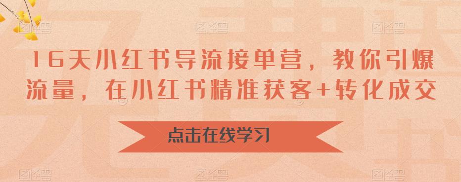 16天小红书导流接单营，教你引爆流量，在小红书精准获客+转化成交-铭创资源库