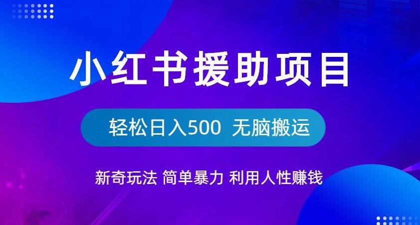 小红书援助项目新奇玩法，简单暴力，无脑搬运轻松日入500【揭秘】-铭创资源库