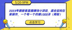 2023年最新看直播赚钱小项目,适合宝妈在家操作,一个号一个月赚1000多(揭秘)-铭创资源库