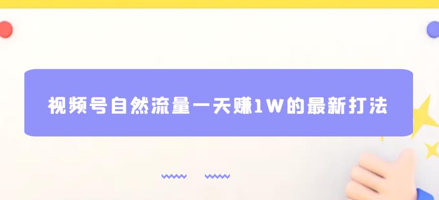 视频号自然流量一天赚1W的最新打法，基本0投资【揭秘】-铭创资源库