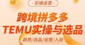 伍跃·跨境拼多多TEMU实操与选品,趋势/选品/运营/入住(27节完整)-铭创资源库