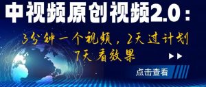 中视频原创视频2.0：3分钟一个视频，2天过计划，7天看效果【揭秘】-铭创资源库