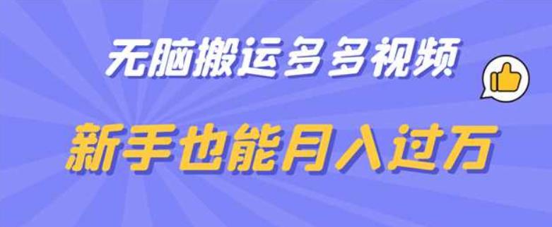 无脑搬运多多视频，新手也能月入过万【揭秘】-铭创资源库