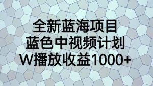 全新蓝海项目，蓝色中视频计划，1W播放量1000+【揭秘】-铭创资源库