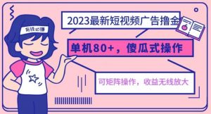 2023最新玩法短视频广告撸金，亲测单机收益80+，可矩阵，傻瓜式操作，小白可上手【揭秘】-铭创资源库