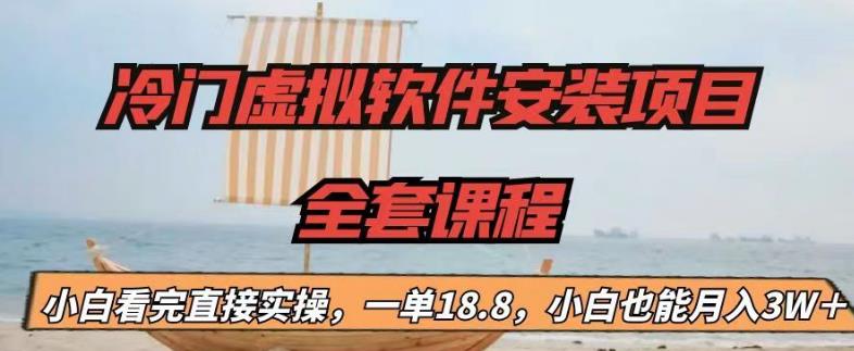 冷门虚拟软件安装项目，一单18.8，小白也能月入3W＋【揭秘】-铭创资源库