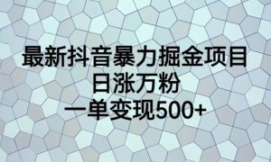 最新抖音暴力掘金项目，日涨万粉，一单变现500+【揭秘】-铭创资源库