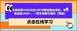 外面收费2980元的小红书壁纸掘金项目,单日收益破1000+,一部手机即可操作【揭秘】-铭创资源库