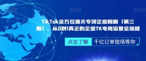 TikTok全方位通关专项企业陪跑【第三期】,从0到1真正的企业TK电商运营全流程-铭创资源库