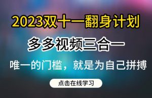 2023双十一翻身计划，多多视频带货三合一玩法教程【揭秘】-铭创资源库