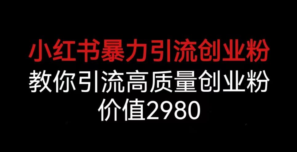 小红书暴力引流创业粉，教你引流高质量创业粉，价值2980【揭秘】-铭创资源库