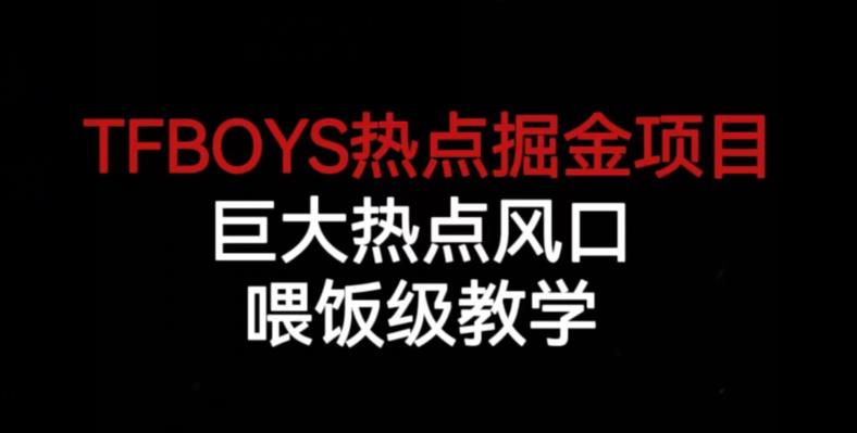 TFBOYS热点掘金项目，巨大热点风口，喂饭级教学-铭创资源库