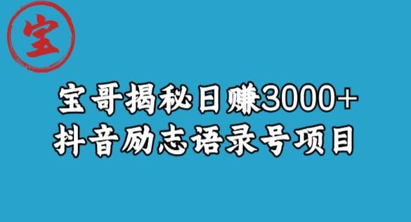 宝哥揭秘日赚3000+抖音励志语录号短视频变现项目-铭创资源库