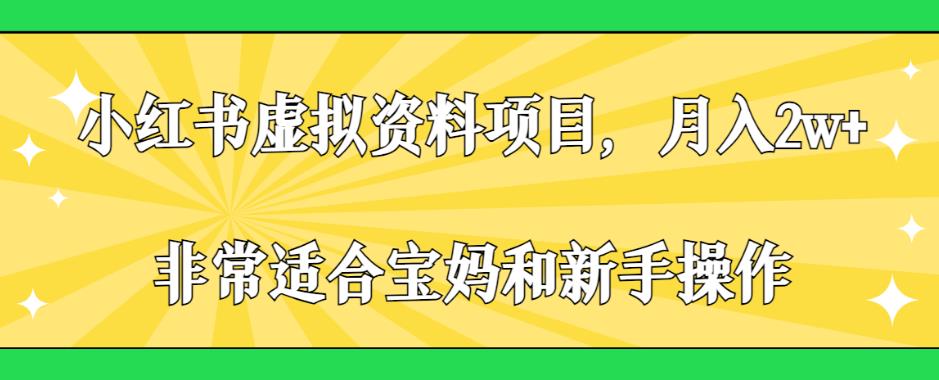 小红书虚拟资料项目，月入2w+，非常适合宝妈和新手操作【揭秘】-铭创资源库