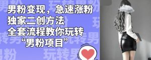 男粉变现，急速涨粉独家二创方法，全套流程教你玩转“男粉项目”【揭秘】-铭创资源库