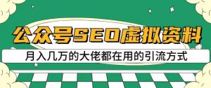 公众号SEO虚拟资料，操作简单，日入500+，可批量操作【揭秘】-铭创资源库