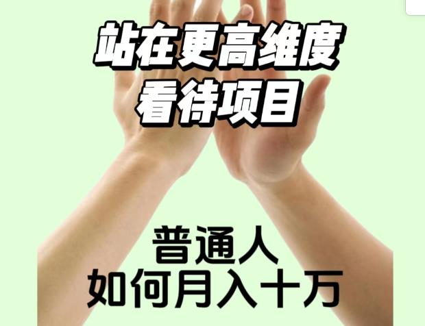 2023最火项目：站在更高维度看待项目，普通人如何月入十万【揭秘】-铭创资源库