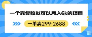 一单卖299-2688，一个靠复购就可以月入6k的暴利项目【揭秘】-铭创资源库