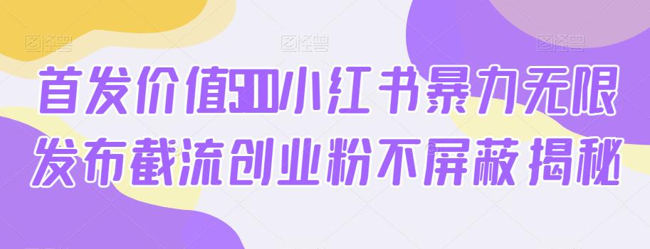 首发价值5100小红书暴力无限发布截流创业粉不屏蔽揭秘-铭创资源库