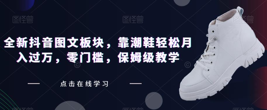 全新抖音图文板块，靠潮鞋轻松月入过万，零门槛，保姆级教学【揭秘】-铭创资源库