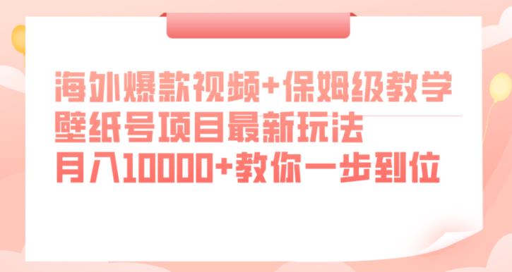 海外爆款视频+保姆级教学，壁纸号项目最新玩法，月入10000+教你一步到位【揭秘】-铭创资源库