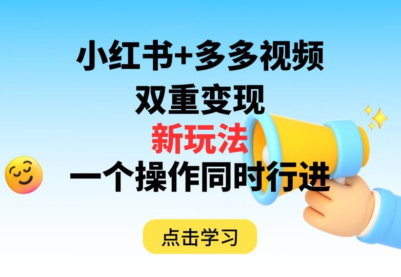 多多视频+小红书，双重变现新玩法，可同时进行【揭秘】-铭创资源库